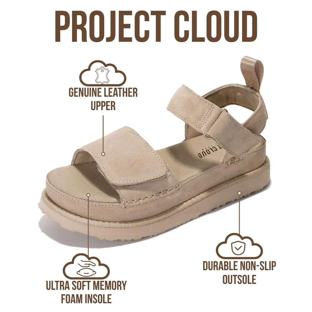 Project Cloud Women's | Genuine Leather Platform Sandals | Memory Foam | Lightweight | Non-Slip - Bronzestar - Image 3