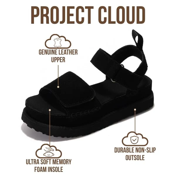 Project Cloud Women's | Genuine Leather Platform Sandals | Memory Foam | Lightweight | Non-Slip - Bronzestar - Image 9