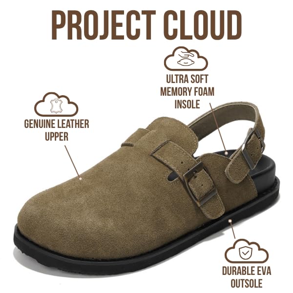 Project Cloud Women's | Lightweight Clogs | Genuine Leather Upper | Memory Foam | Non-Slip - Cassey - Image 15