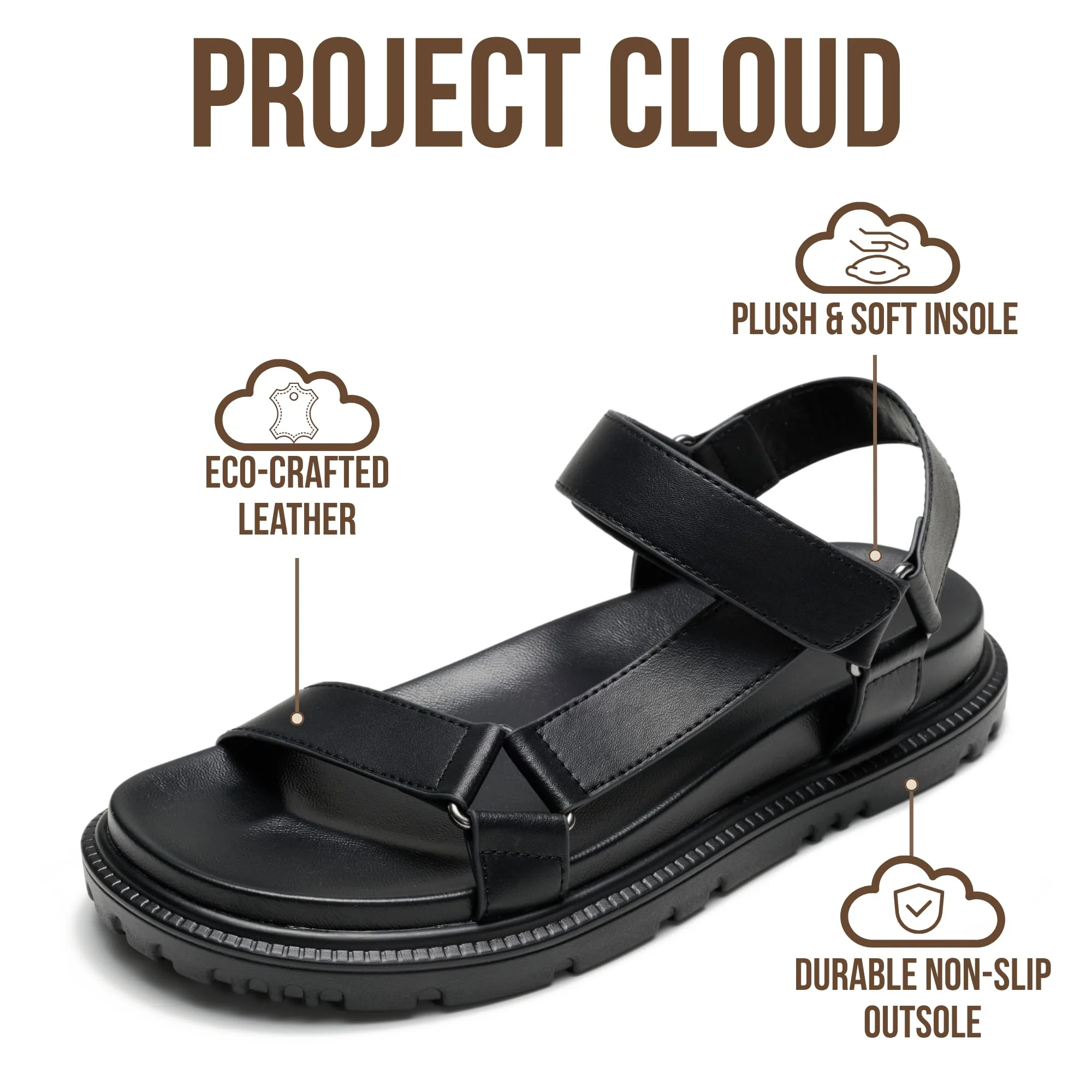 Project Cloud Women's | Eco Crafted Upper Womens Sandals | Adjustable Straps | Plush and Soft Insole | Lightweight | Non-Slip - Dagger - Image 8