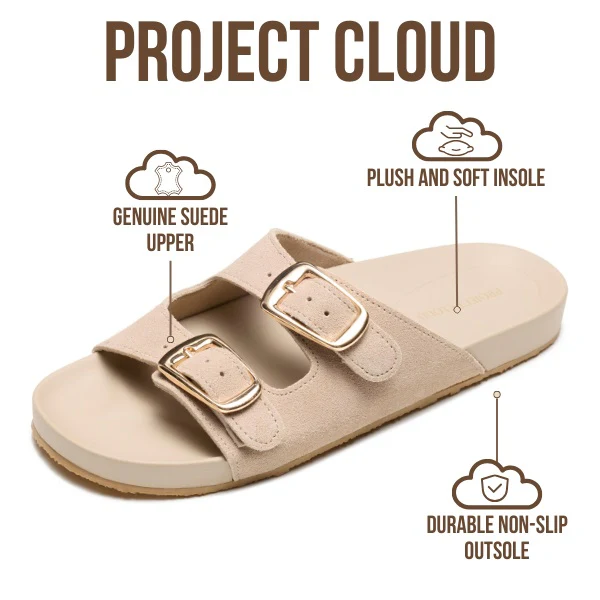 Project Cloud Women's | 100% Genuine Leather Sandals for Women | Plush & Soft Insole | Lightweight | Non-Slip - Dainty - Image 3