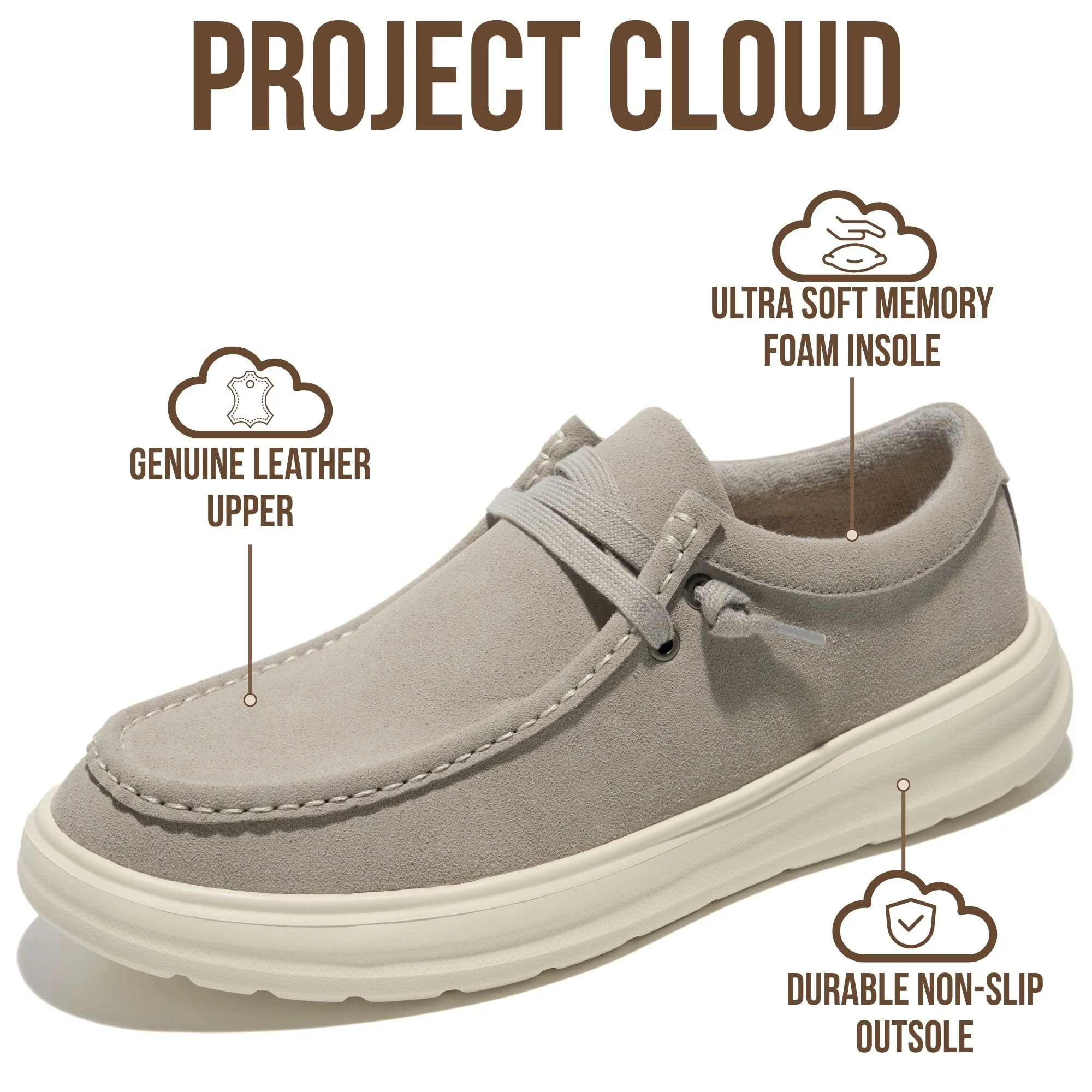 Project Cloud Men's | Genuine Leather Loafers | Smart Foam Insole | Lightweight | Non-Slip - Dante - Image 3