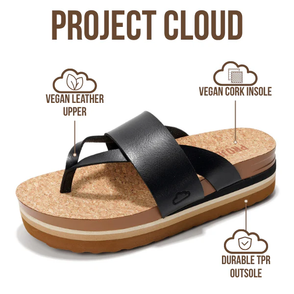 Project Cloud Women's | Eco-Leather Wedge Sandals | Memory Foam Insole | Lightweight | Non-Slip - Raft - Image 3