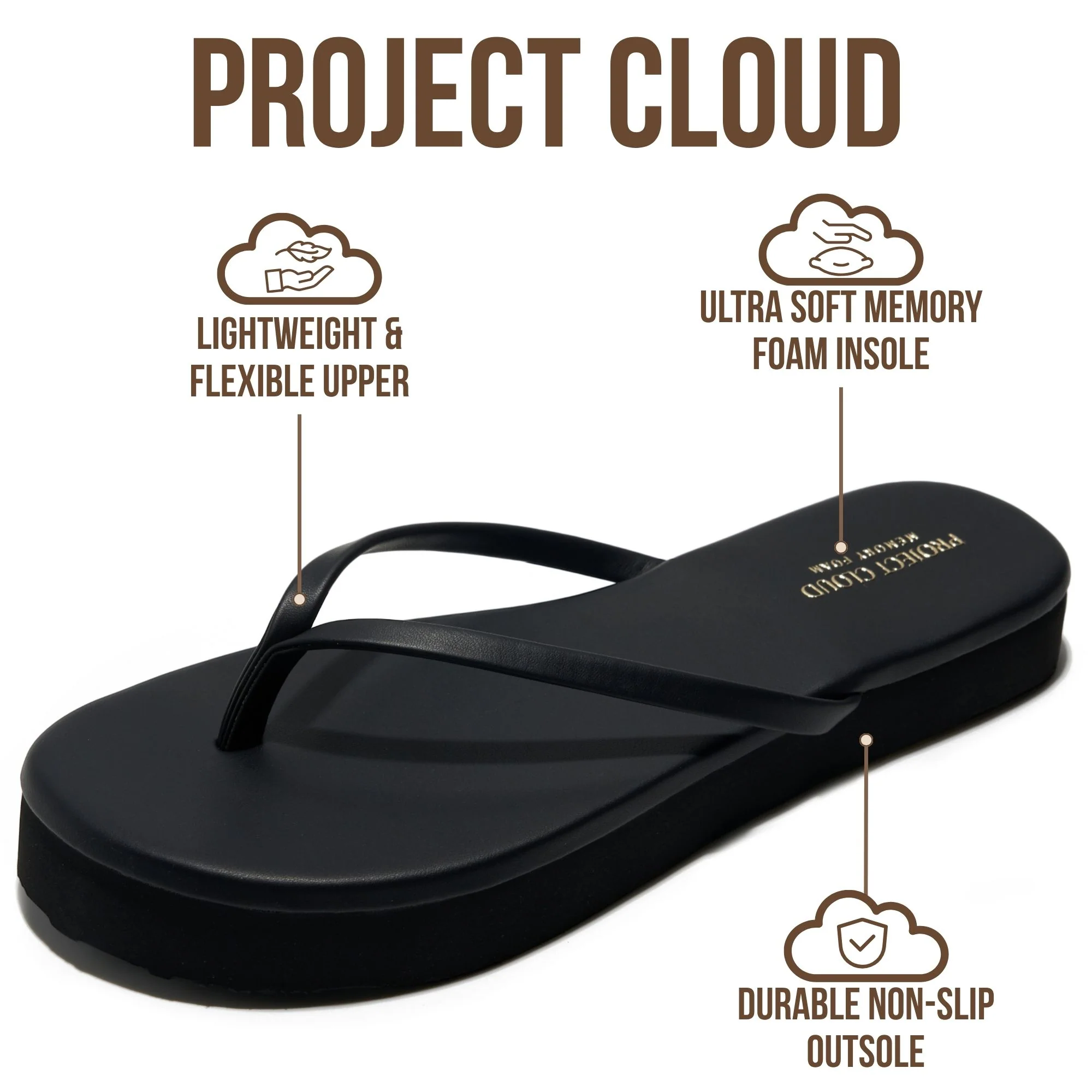 Project Cloud Women's | Summer Thong Sandals for Women 2026 | Memory Foam | Lightweight | Non-Slip - Elevation - Image 14