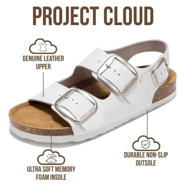 Project Cloud Women's | Genuine Leather Summer Sandals | Memory Foam Insole | Lightweight | Anti-Slip - Garda - Image 42
