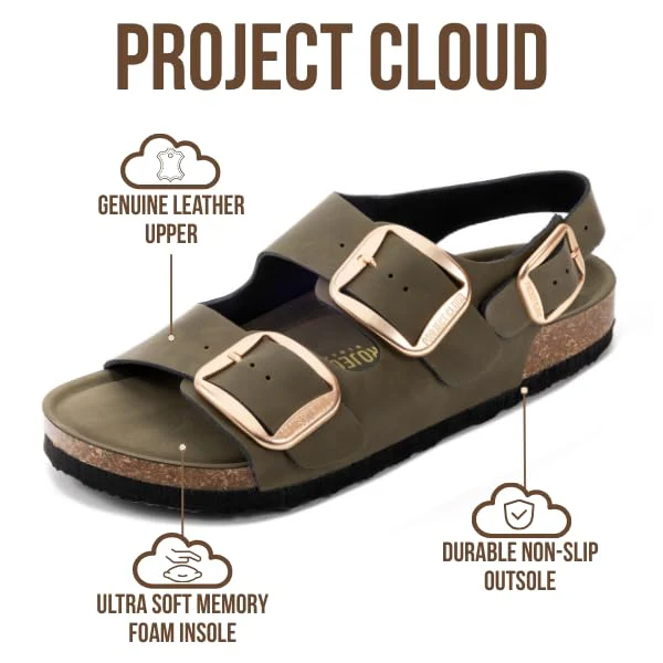 Project Cloud Women's | Genuine Leather Summer Sandals | Memory Foam Insole | Lightweight | Anti-Slip - Garda - Image 47