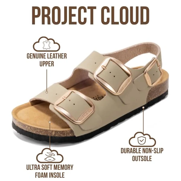 Project Cloud Women's | Genuine Leather Summer Sandals | Memory Foam Insole | Lightweight | Anti-Slip - Garda - Image 57