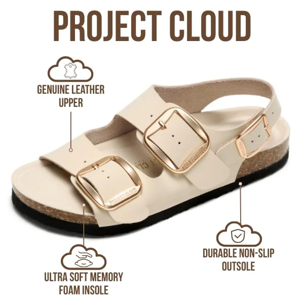 Project Cloud Women's | Genuine Leather Summer Sandals | Memory Foam Insole | Lightweight | Anti-Slip - Garda - Image 9