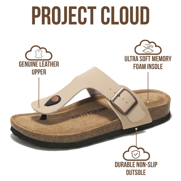 Project Cloud Women's | 100% Genuine Leather Thong Sandals | Water Resistant | Lightweight | Non-Slip - Britani - Image 3