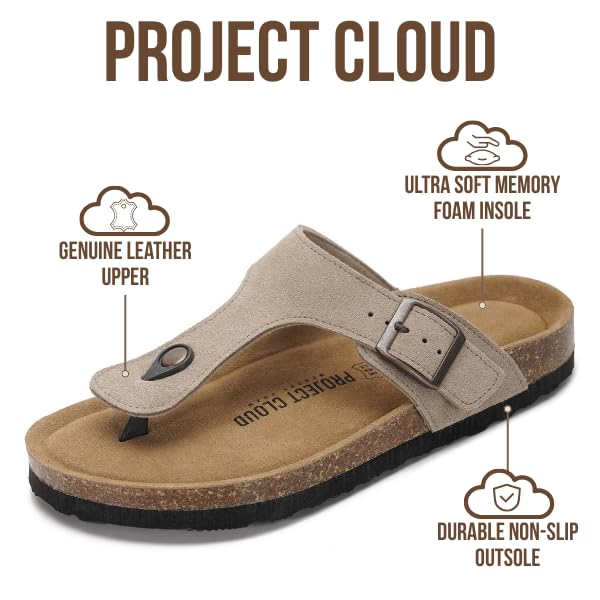 Project Cloud Women's | 100% Genuine Leather Thong Sandals | Water Resistant | Lightweight | Non-Slip - Britani - Image 38