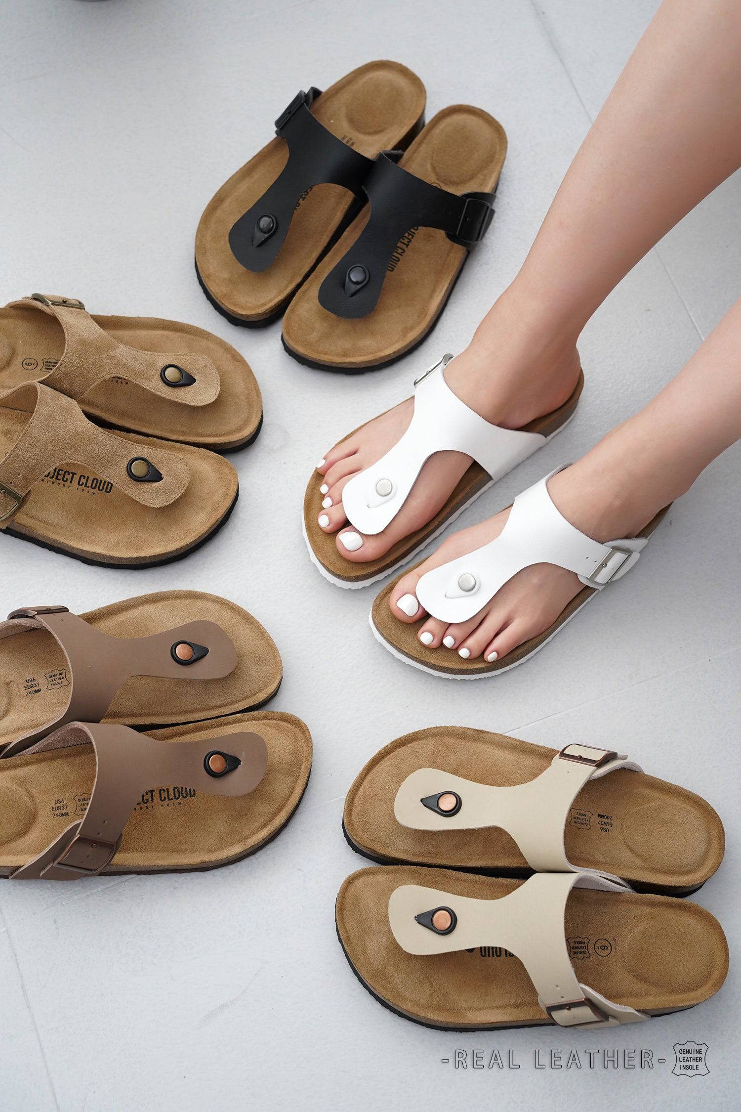 Project Cloud Women's | 100% Genuine Leather Thong Sandals | Water Resistant | Lightweight | Non-Slip - Britani - Image 47