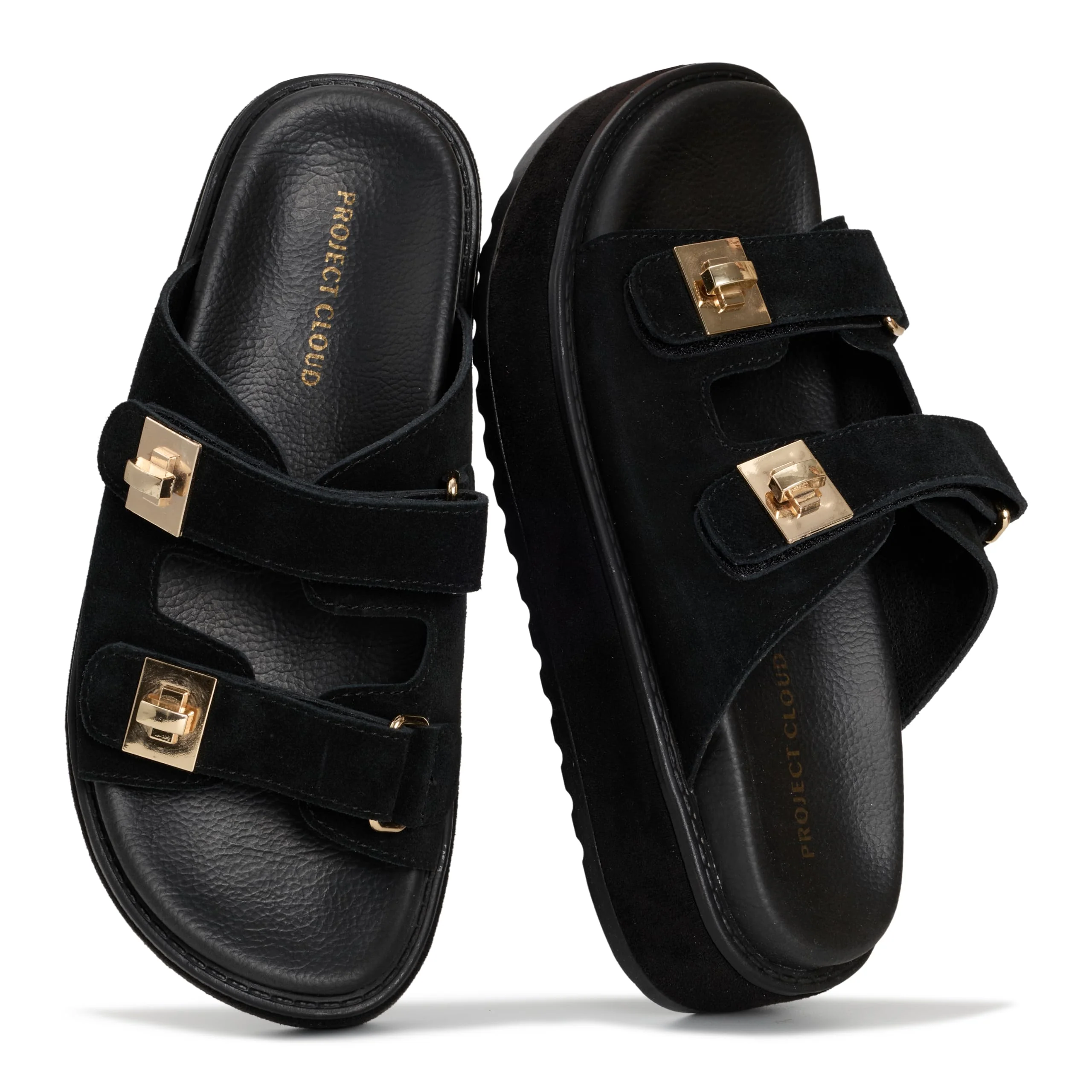 Project Cloud Women's | Genuine Leather Platform Sandals | Memory Foam Insole | Lightweight | Non-Slip - Havana - Image 11