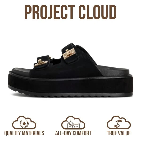 Project Cloud Women's | Genuine Leather Platform Sandals | Memory Foam Insole | Lightweight | Non-Slip - Havana - Image 14