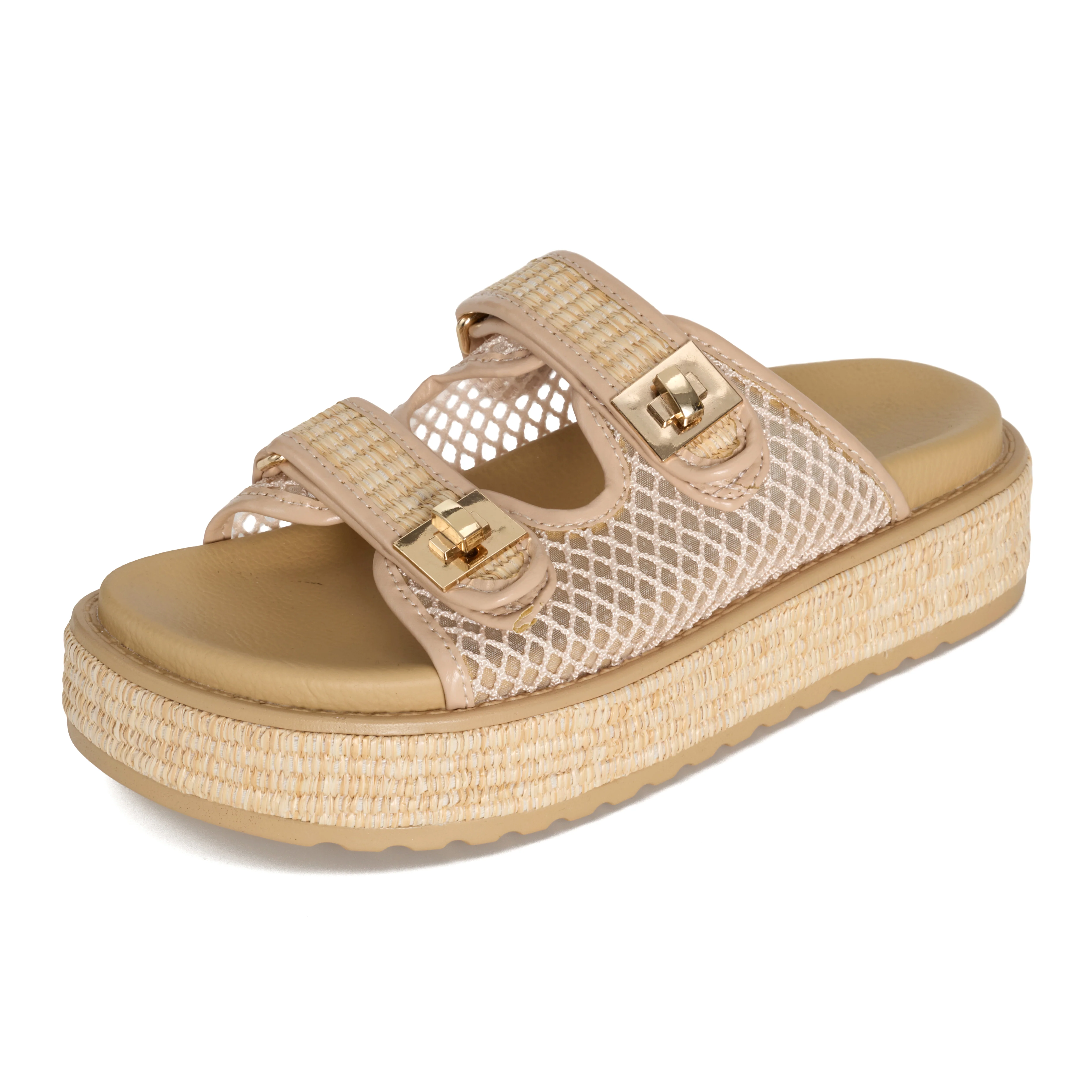 Project Cloud Women's | Genuine Leather Platform Sandals | Memory Foam Insole | Lightweight | Non-Slip - Havana - Image 2