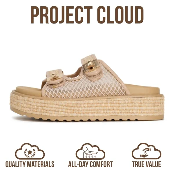 Project Cloud Women's | Genuine Leather Platform Sandals | Memory Foam Insole | Lightweight | Non-Slip - Havana - Image 4