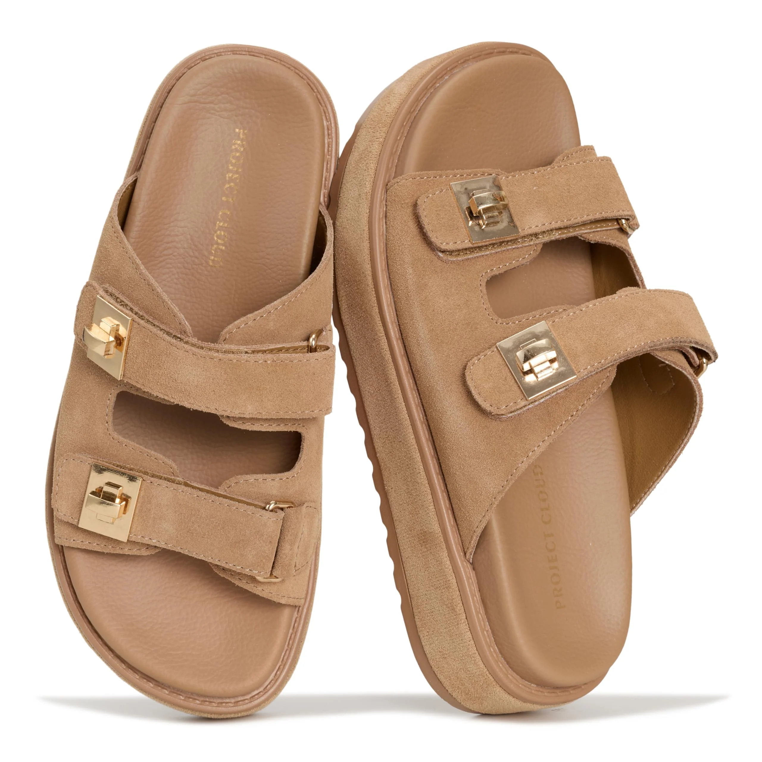 Project Cloud Women's | Genuine Leather Platform Sandals | Memory Foam Insole | Lightweight | Non-Slip - Havana - Image 6
