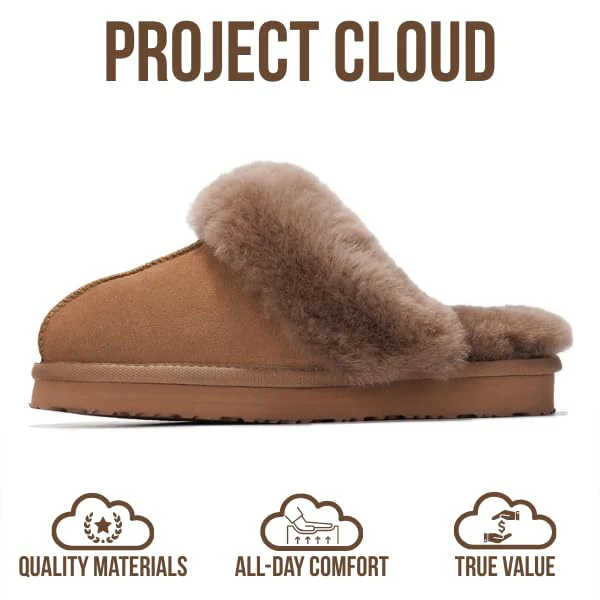 Project Cloud Women's | Shearling & Fuzzy Slippers for Women | Clogs & Mules | Memory Foam | Non-Slip - Henka - Image 34
