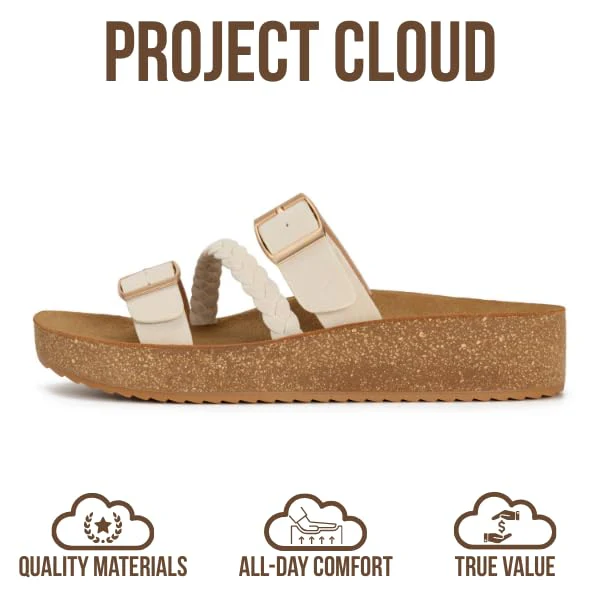 Project Cloud Women's | Eco-Crafted Leather Womens Summer Shoes | Lightweight | Non-Slip - Kreme - Image 4