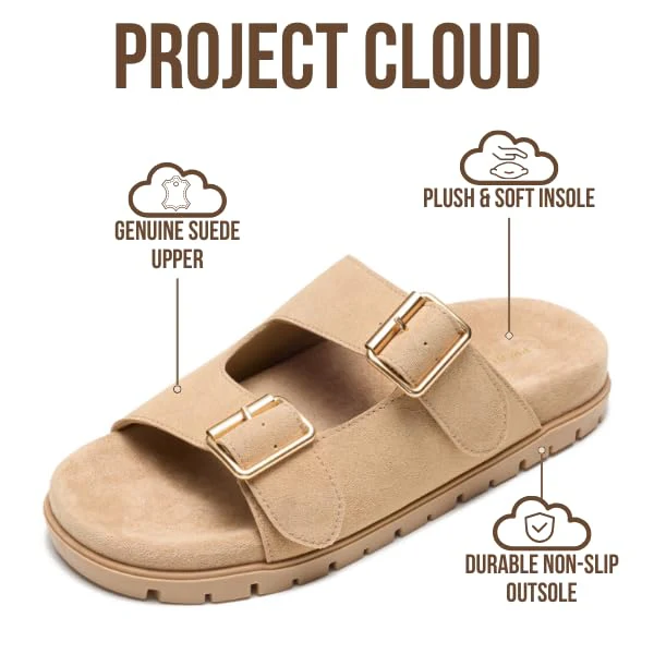 Project Cloud Women's | Genuine Leather Platform Sandals for Women | Plush & Soft Insole | Lightweight | Non-Slip - Lanura - Image 3