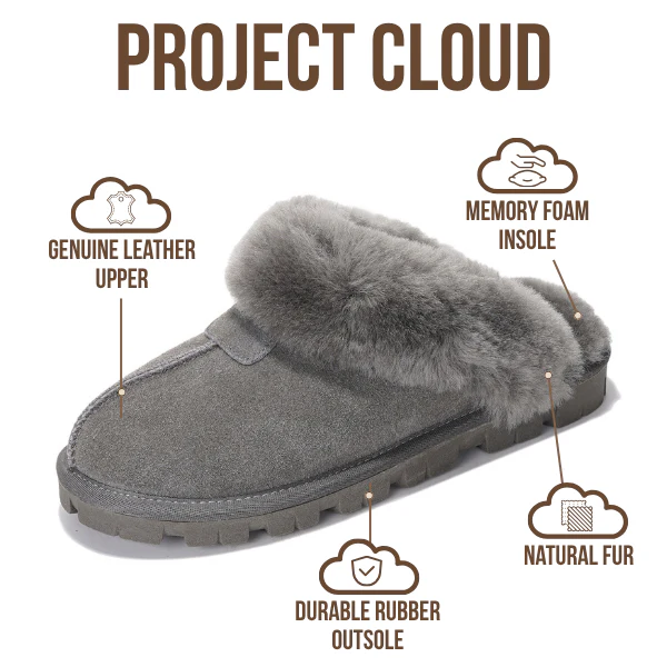 Project Cloud Women's | 100% Genuine Leather & Natural Fur Lining Fuzzy Slippers | Memory Foam | Non-Slip - Hedy - Image 15