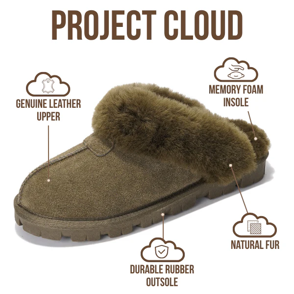 Project Cloud Women's | 100% Genuine Leather & Natural Fur Lining Fuzzy Slippers | Memory Foam | Non-Slip - Hedy - Image 21