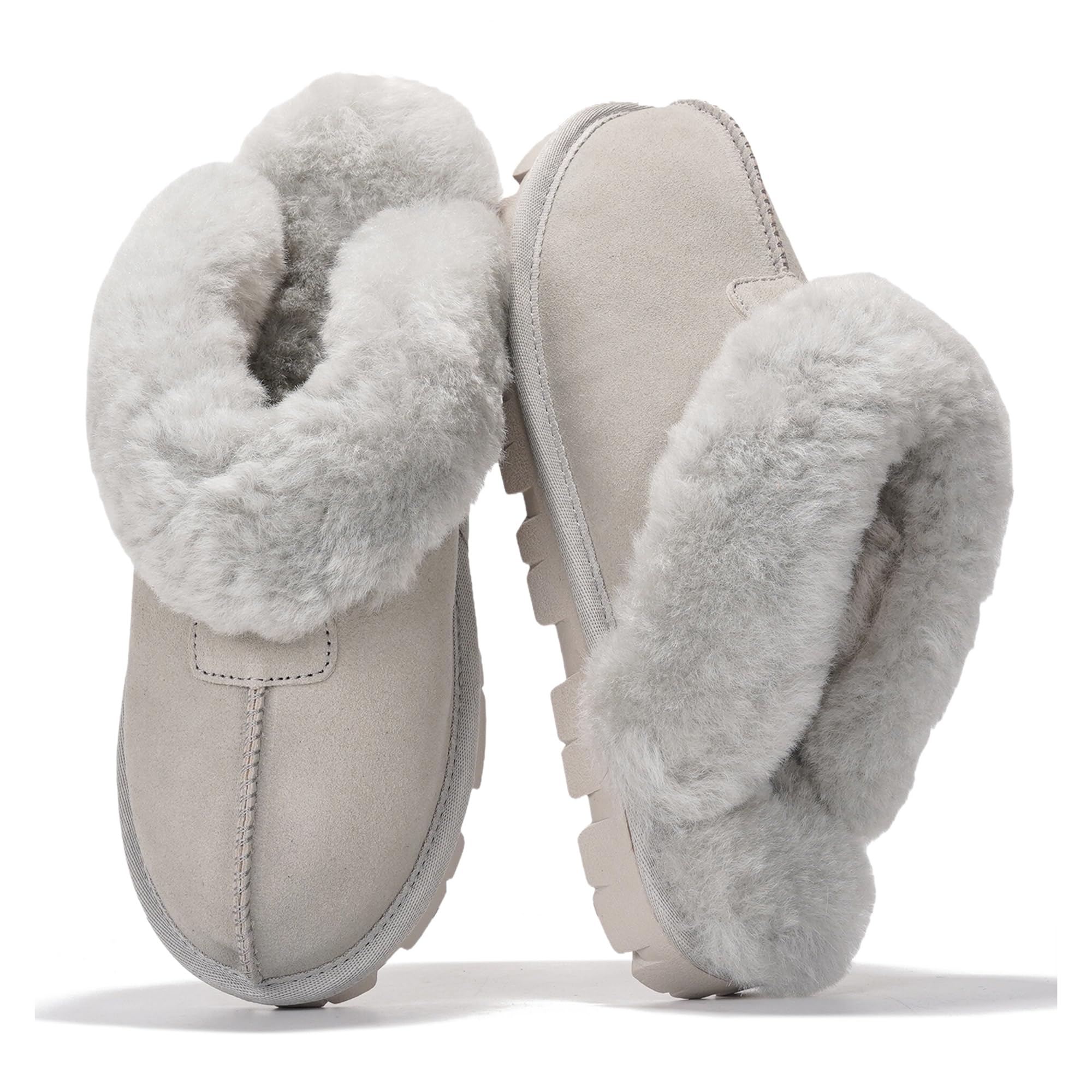 Project Cloud Women's | 100% Genuine Leather & Natural Fur Lining Fuzzy Slippers | Memory Foam | Non-Slip - Hedy - Image 31