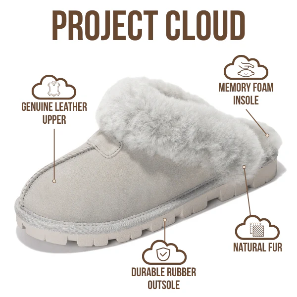 Project Cloud Women's | 100% Genuine Leather & Natural Fur Lining Fuzzy Slippers | Memory Foam | Non-Slip - Hedy - Image 33