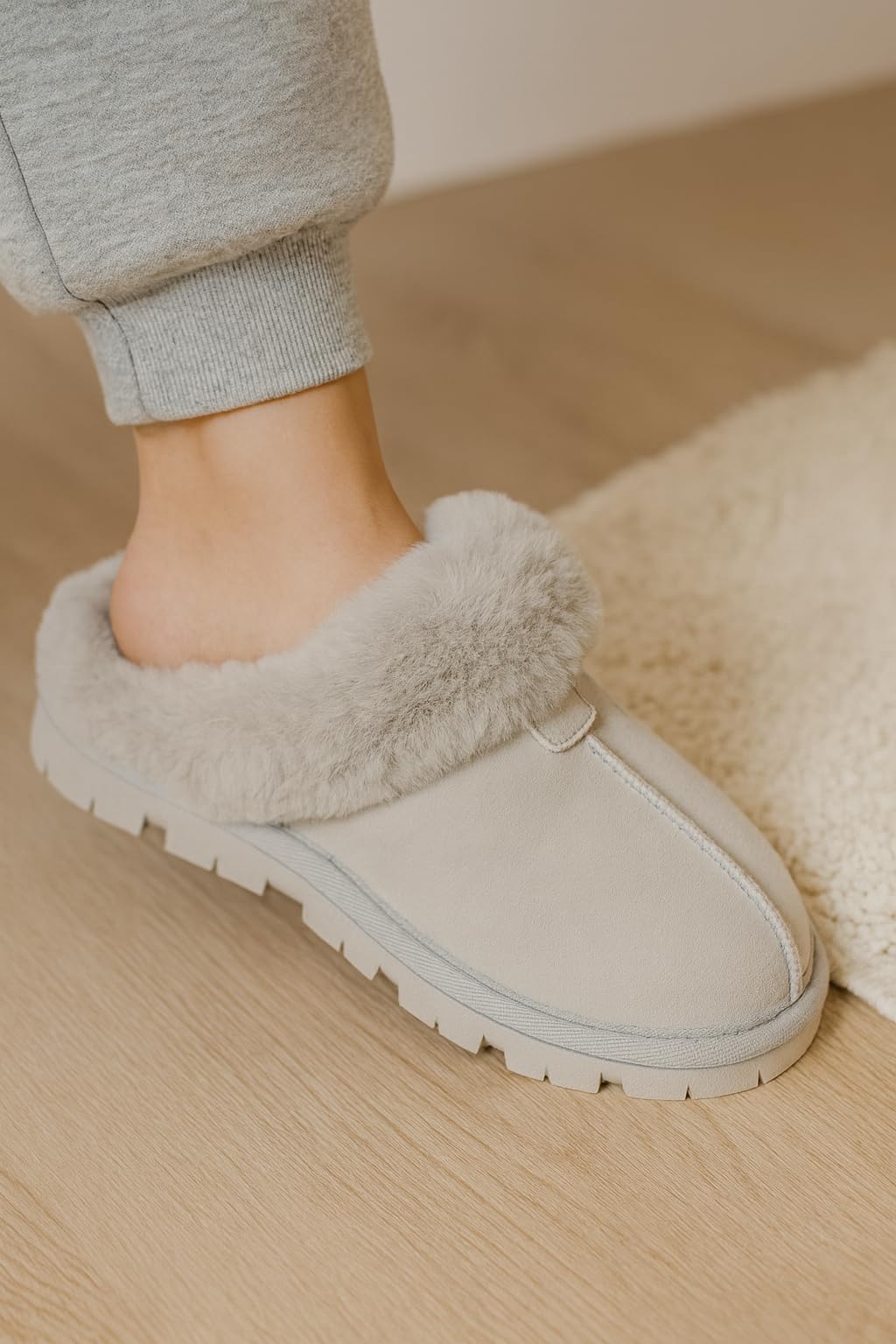 Project Cloud Women's | 100% Genuine Leather & Natural Fur Lining Fuzzy Slippers | Memory Foam | Non-Slip - Hedy - Image 36