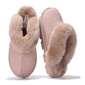 Project Cloud Women's | 100% Genuine Leather & Natural Fur Lining Fuzzy Slippers | Memory Foam | Non-Slip - Hedy - Image 37