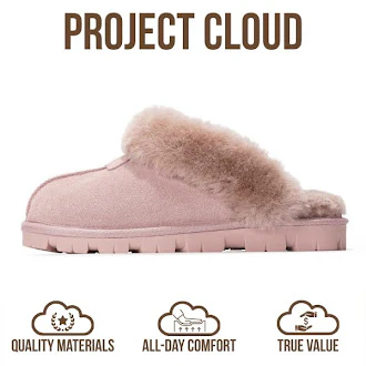 Project Cloud Women's | 100% Genuine Leather & Natural Fur Lining Fuzzy Slippers | Memory Foam | Non-Slip - Hedy - Image 40