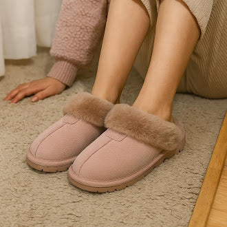 Project Cloud Women's | 100% Genuine Leather & Natural Fur Lining Fuzzy Slippers | Memory Foam | Non-Slip - Hedy - Image 42
