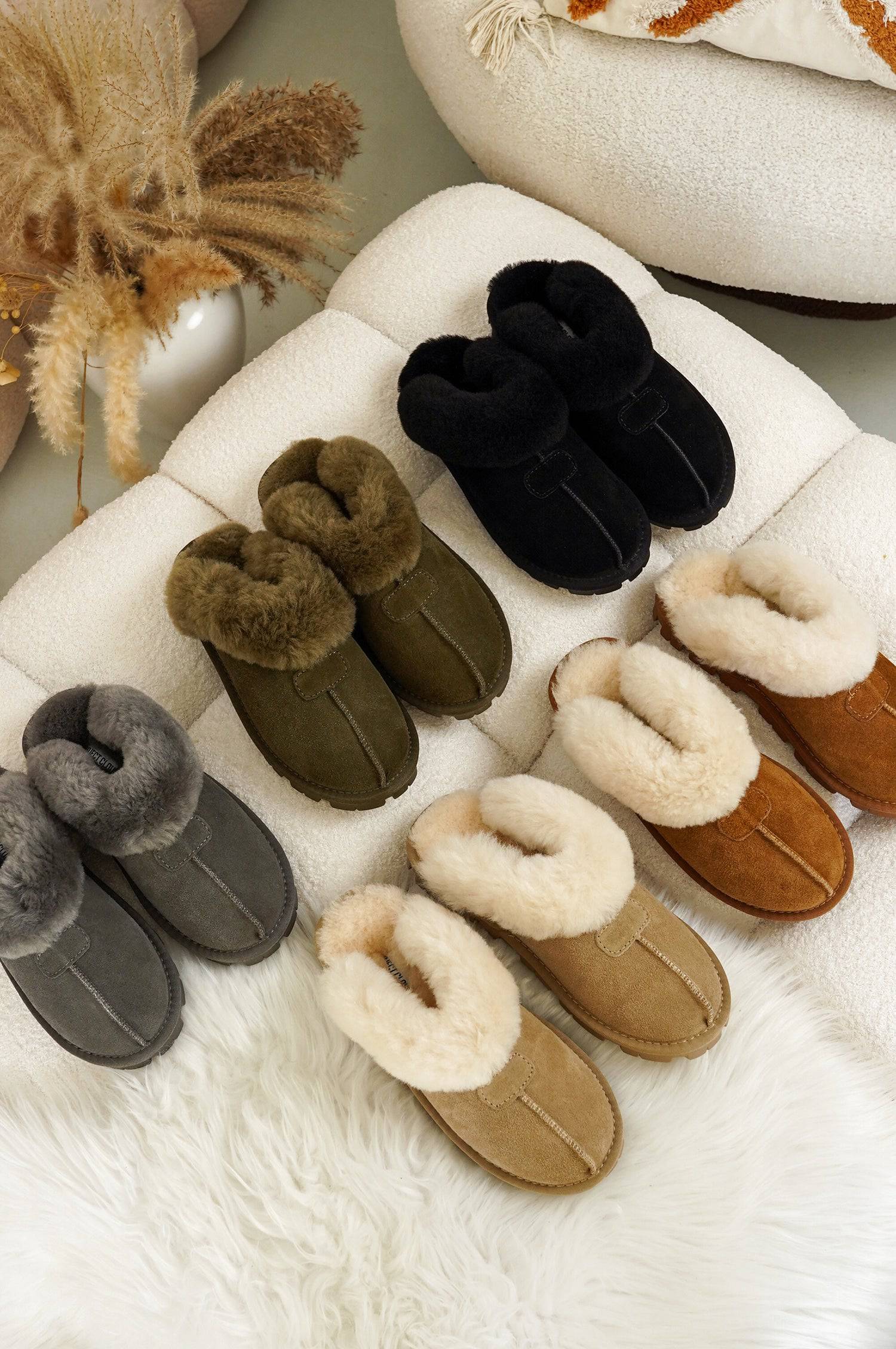 Project Cloud Women's | 100% Genuine Leather & Natural Fur Lining Fuzzy Slippers | Memory Foam | Non-Slip - Hedy - Image 44