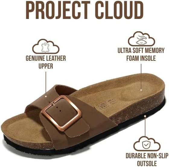Project Cloud Women's | Genuine Leather Sandals for Women | Memory Foam | Lightweight | Non-Slip - Ibiza - Image 33
