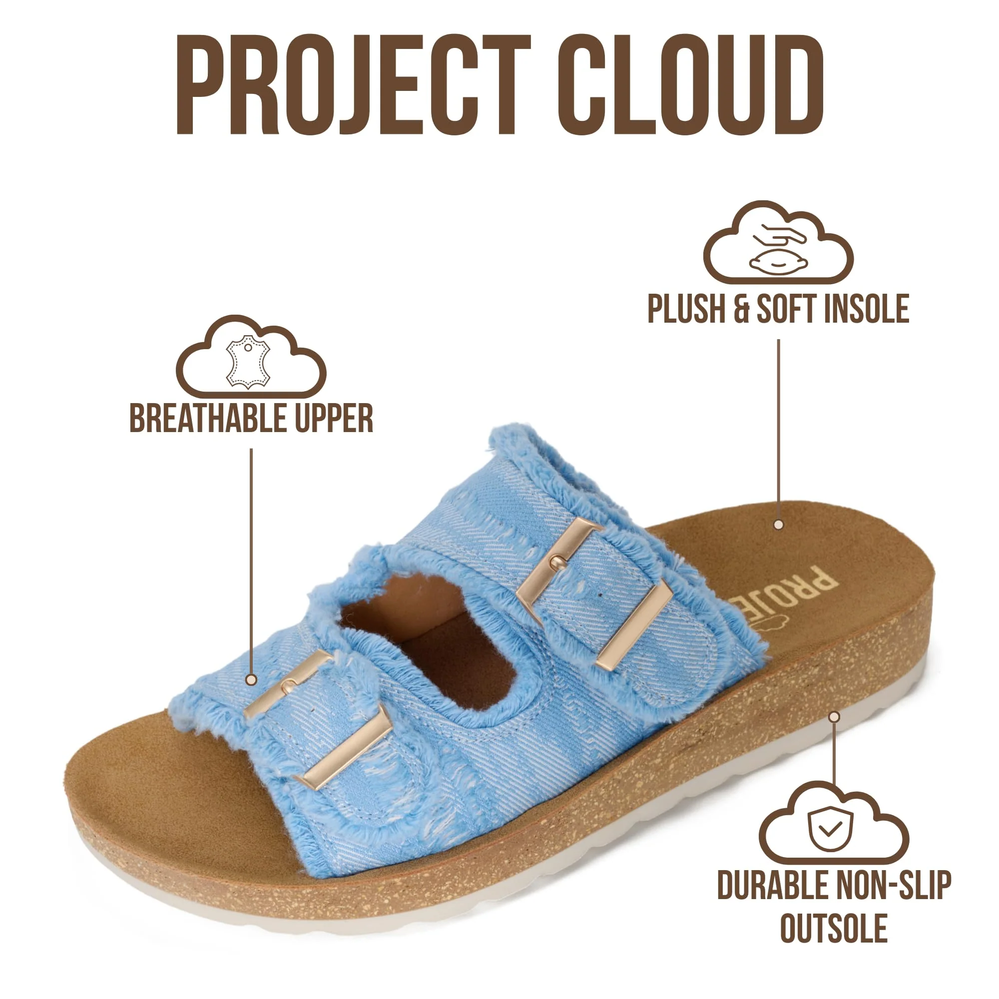 Project Cloud Women's | Womens Buckle Sandals | Plush and Soft Insole | Lightweight | Non-Slip - Light - Image 18
