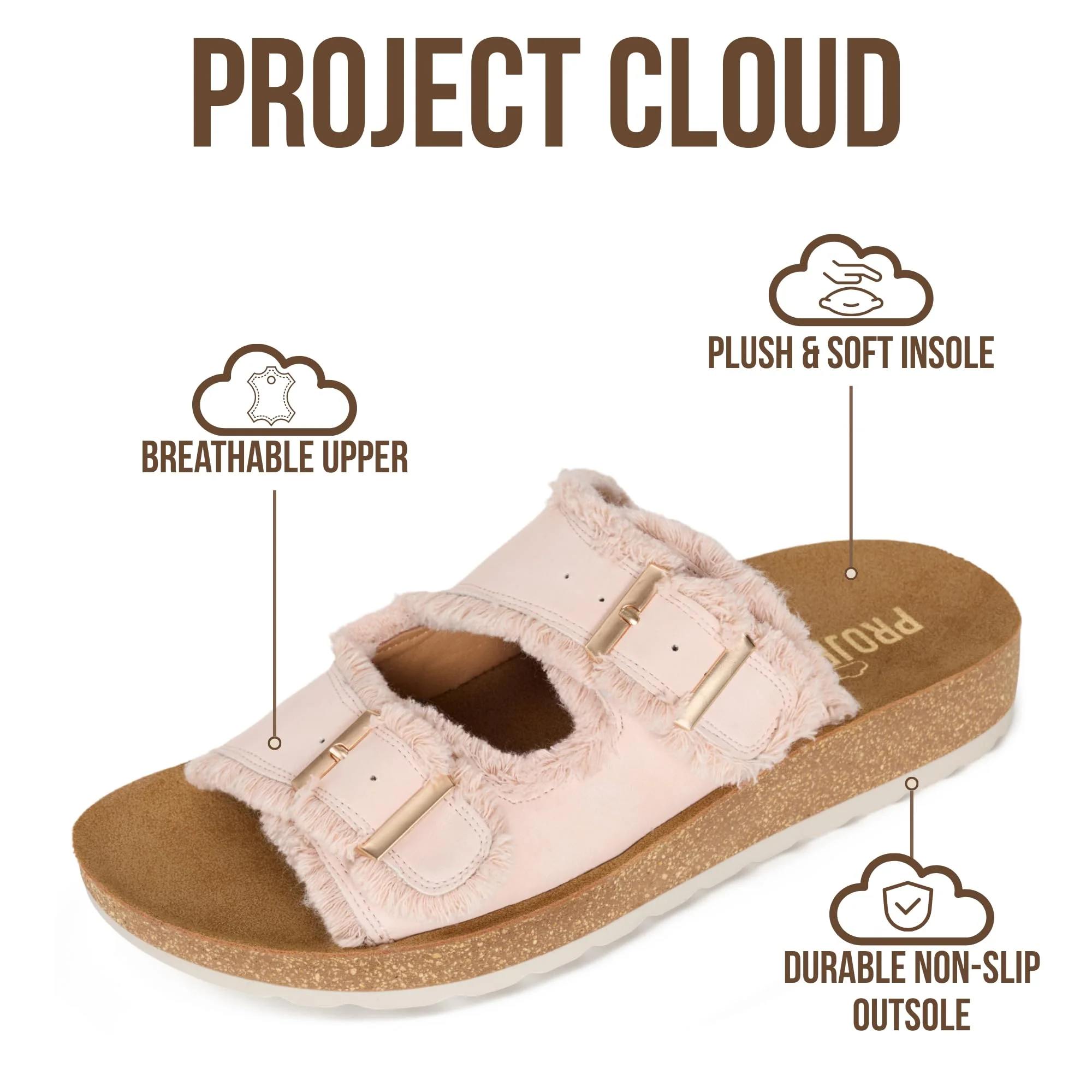 Project Cloud Women's | Womens Buckle Sandals | Plush and Soft Insole | Lightweight | Non-Slip - Light - Image 8
