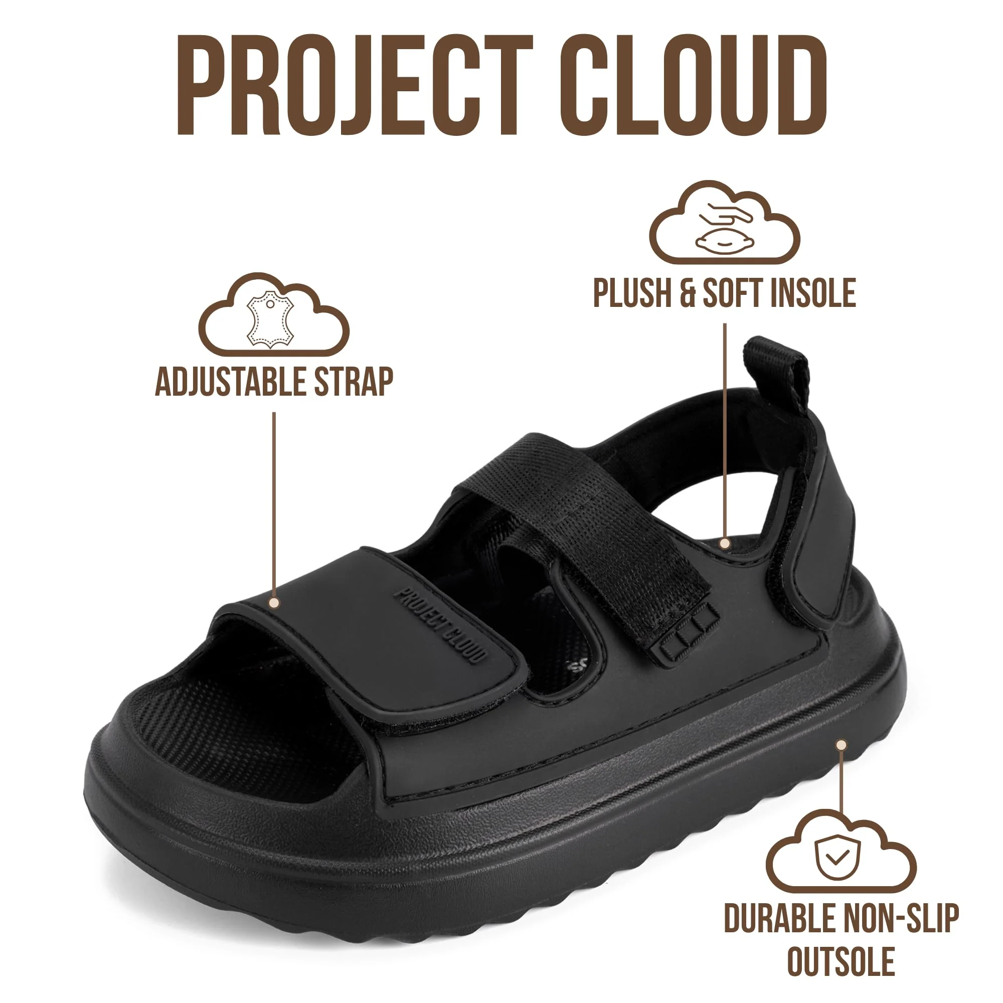 Project Cloud Kids Sandals | Adjustable Straps Kids Sandals | Plush & Soft Insole | Lightweight | Non-Slip - Little Goldie - Image 13