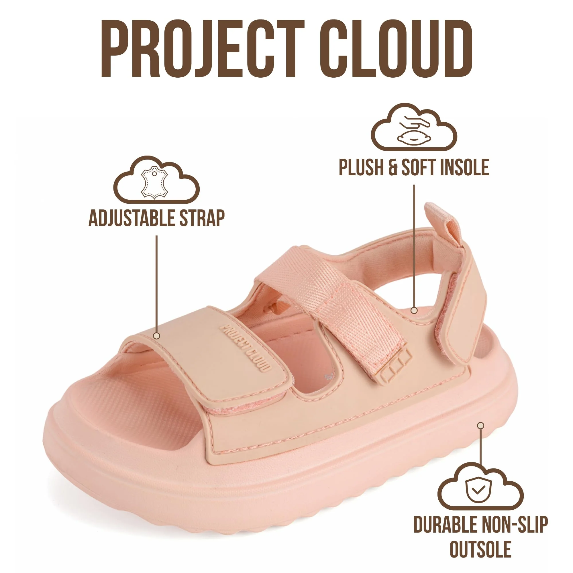 Project Cloud Kids Sandals | Adjustable Straps Kids Sandals | Plush & Soft Insole | Lightweight | Non-Slip - Little Goldie - Image 18