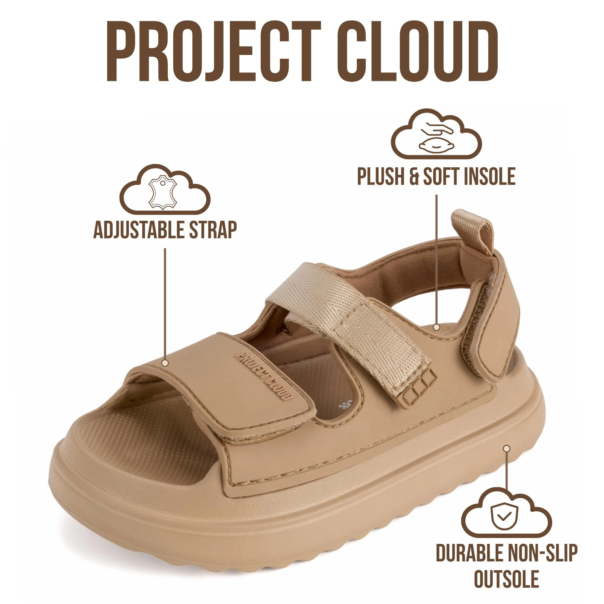 Project Cloud Kids Sandals | Adjustable Straps Kids Sandals | Plush & Soft Insole | Lightweight | Non-Slip - Little Goldie - Image 5