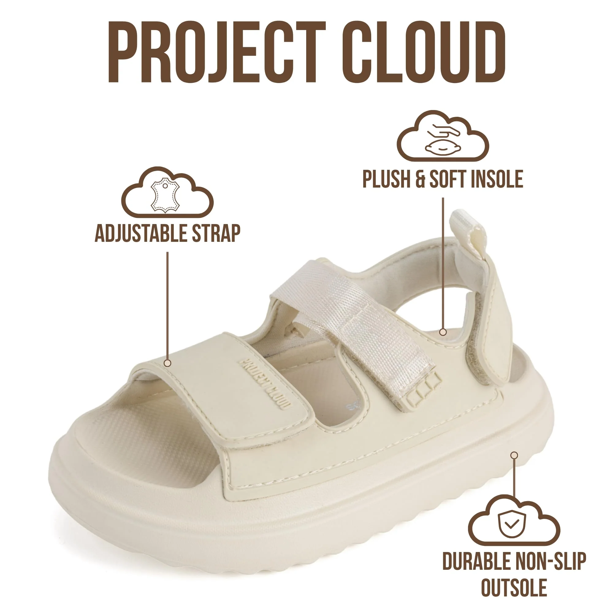 Project Cloud Kids Sandals | Adjustable Straps Kids Sandals | Plush & Soft Insole | Lightweight | Non-Slip - Little Goldie - Image 8