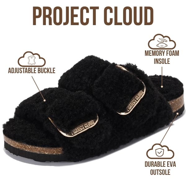 Project Cloud Kids Fur Sandals with Adjustable Buckle | Water Resistant | ProjectPlush | Lightweight | Non-Slip - Little Santorini Fur - Image 10