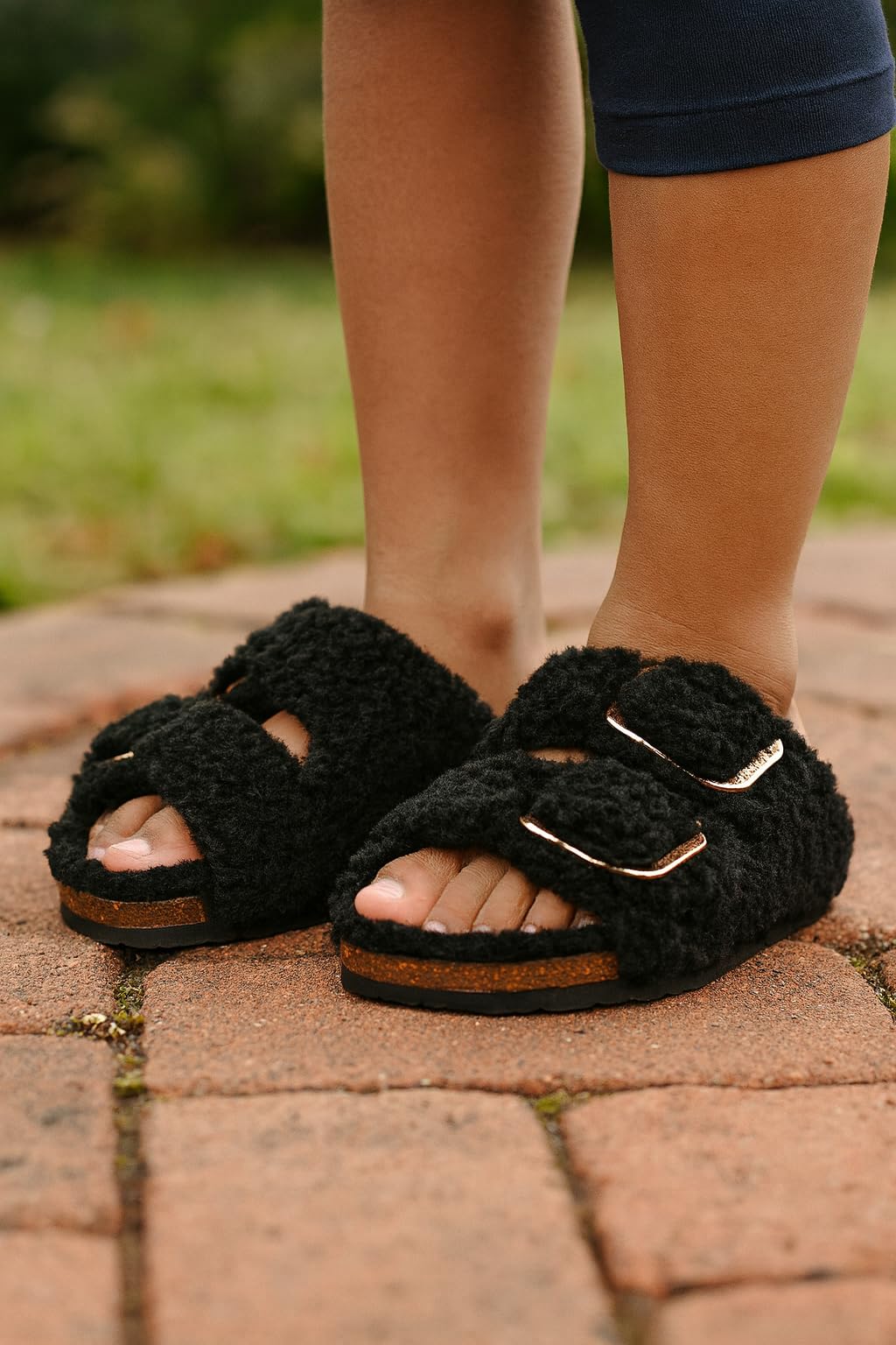 Project Cloud Kids Fur Sandals with Adjustable Buckle | Water Resistant | ProjectPlush | Lightweight | Non-Slip - Little Santorini Fur - Image 13
