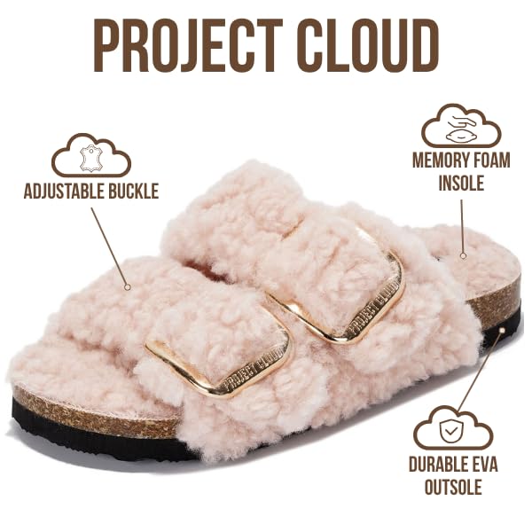 Project Cloud Kids Fur Sandals with Adjustable Buckle | Water Resistant | ProjectPlush | Lightweight | Non-Slip - Little Santorini Fur - Image 15