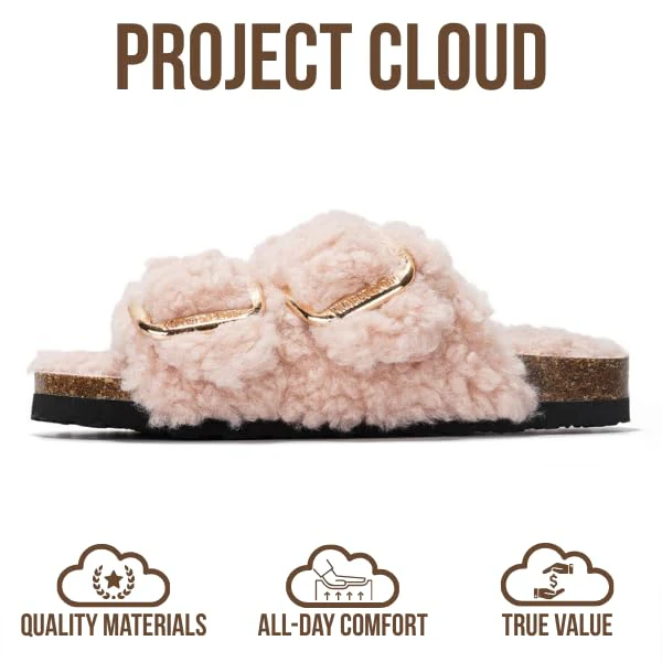 Project Cloud Kids Fur Sandals with Adjustable Buckle | Water Resistant | ProjectPlush | Lightweight | Non-Slip - Little Santorini Fur - Image 16