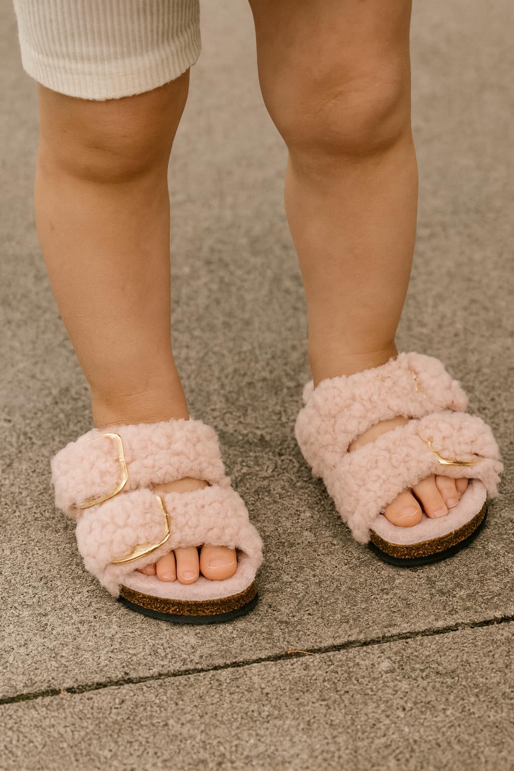 Project Cloud Kids Fur Sandals with Adjustable Buckle | Water Resistant | ProjectPlush | Lightweight | Non-Slip - Little Santorini Fur - Image 18
