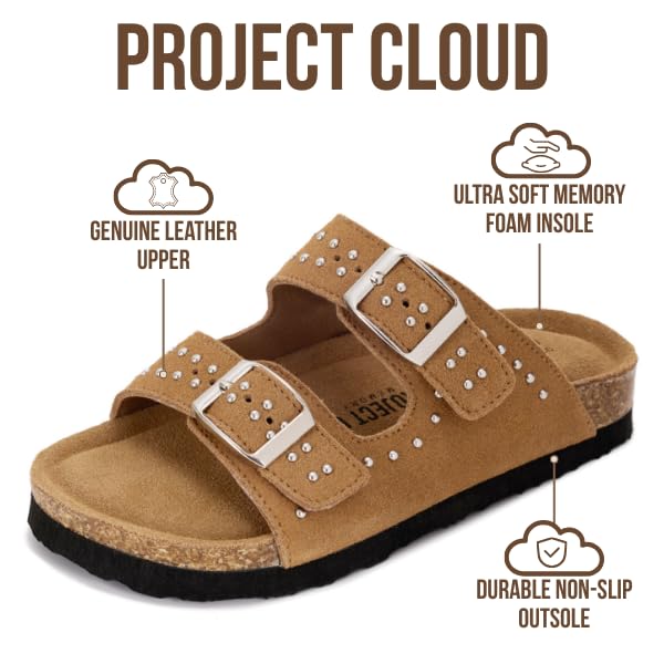 Project Cloud Kids | Genuine Leather Slides for Kids | Water Resistant | Lightweight | Non-Slip - Little Venita Studded - Image 3