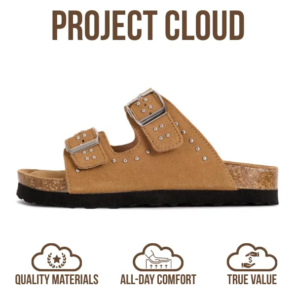 Project Cloud Kids | Genuine Leather Slides for Kids | Water Resistant | Lightweight | Non-Slip - Little Venita Studded - Image 4