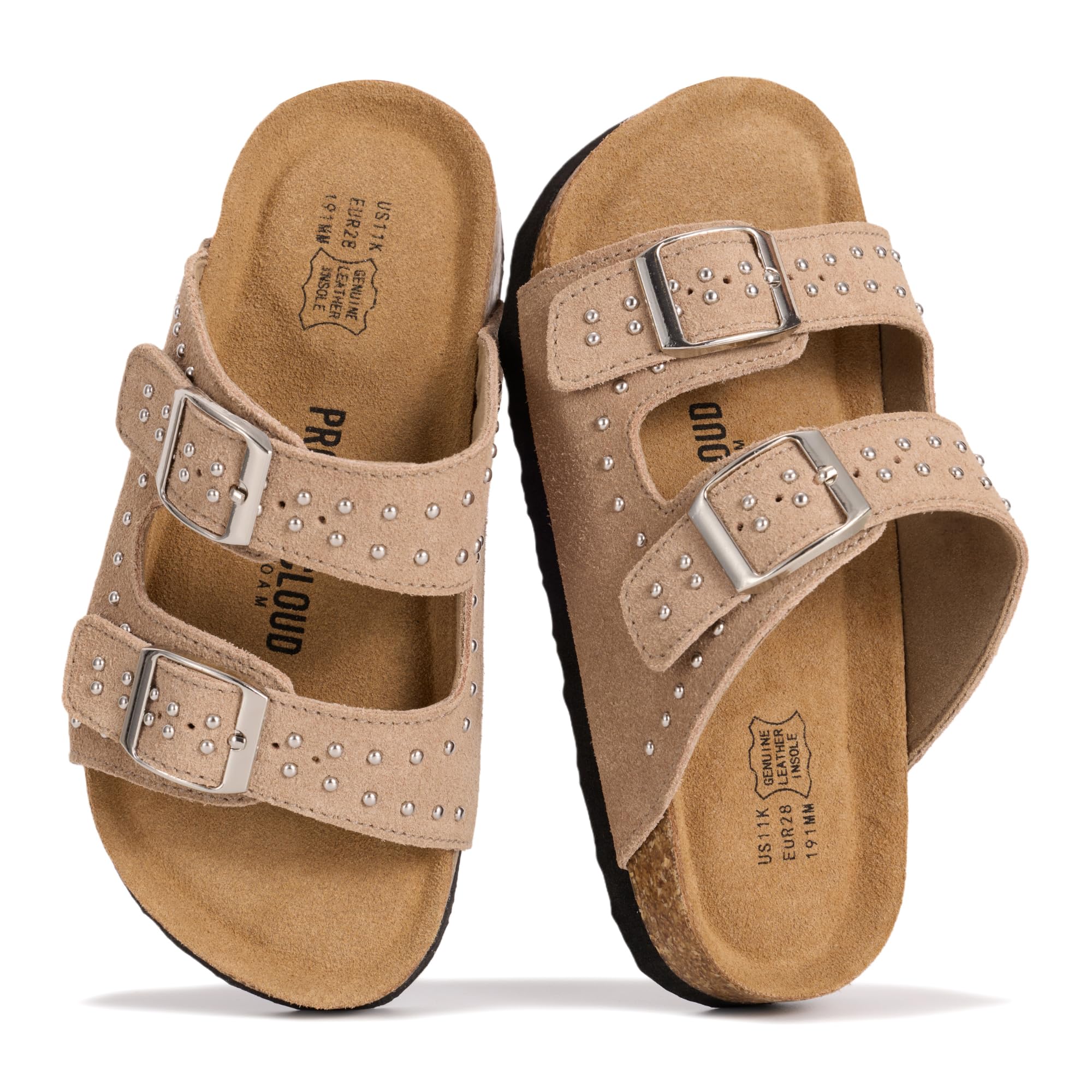 Project Cloud Kids | Genuine Leather Slides for Kids | Water Resistant | Lightweight | Non-Slip - Little Venita Studded - Image 6