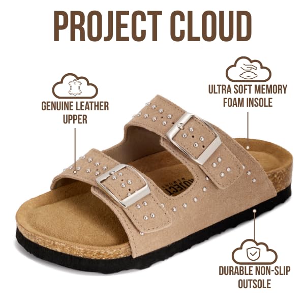 Project Cloud Kids | Genuine Leather Slides for Kids | Water Resistant | Lightweight | Non-Slip - Little Venita Studded - Image 8