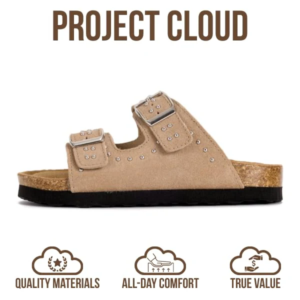 Project Cloud Kids | Genuine Leather Slides for Kids | Water Resistant | Lightweight | Non-Slip - Little Venita Studded - Image 9