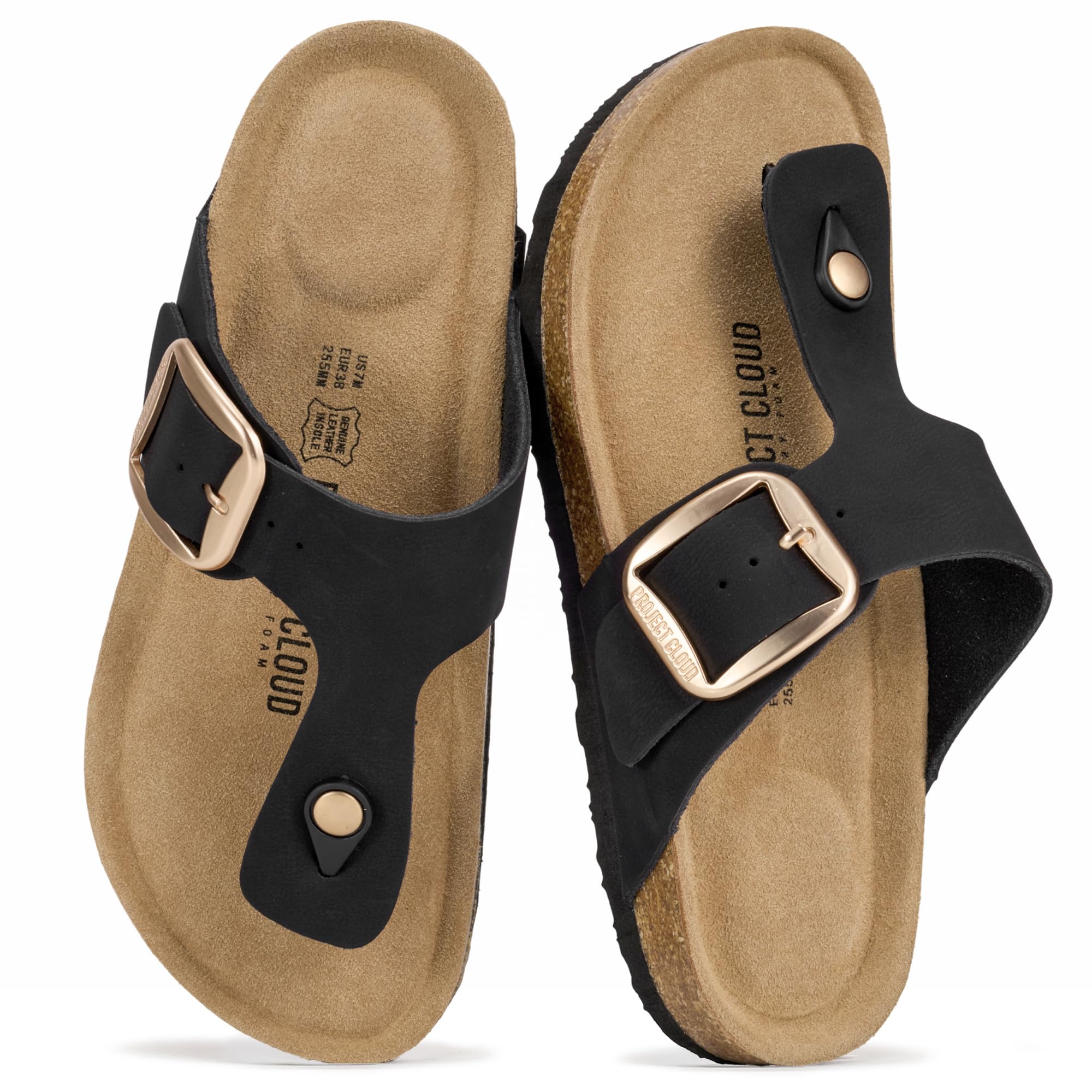 Project Cloud Women's | 100% Genuine Leather Thong Sandals | Memory Foam Insole | Lightweight | Non-Slip - Malaga - Image 11